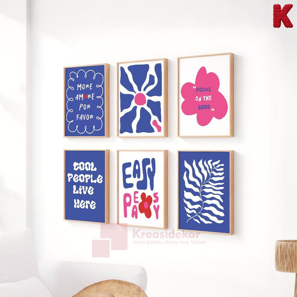 FLASH SALE KREASIDEKOR BINGKAI POSTER BOLD BLUE VIBES COLLECTION PAJANGAN HIASAN DINDING PAJANGAN KA