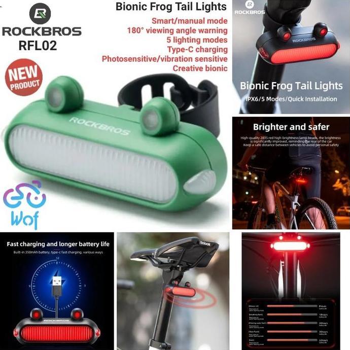 ROCKBROS RFL02 Lampu Belakang Sepeda Smart Brake Bike Rear Tail Light
