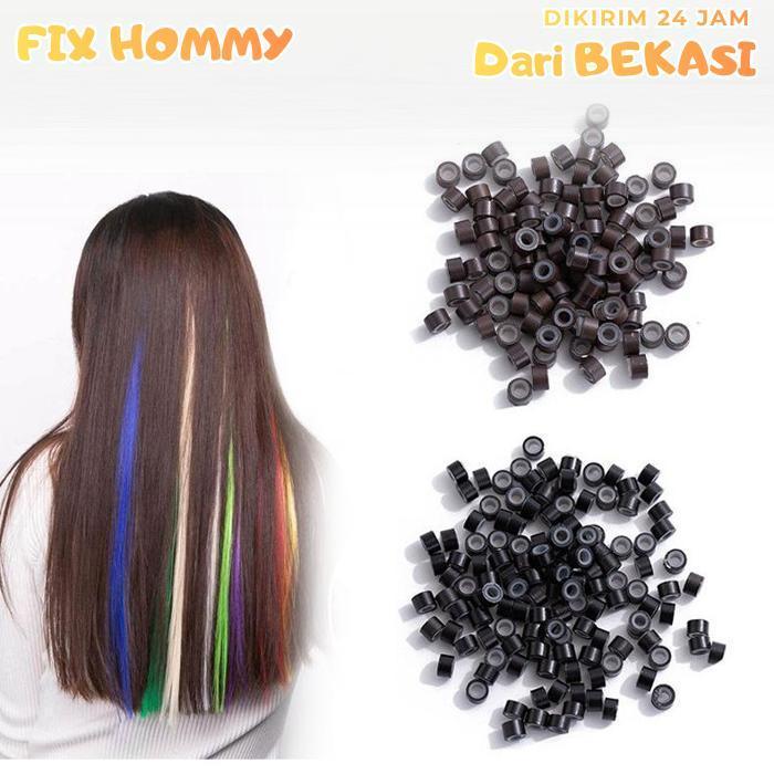 FXMY Isi 500 Ring Extension Rambut Bahan Silikon Ring Rambut Ring Sambung Rambut Drat Jumbo