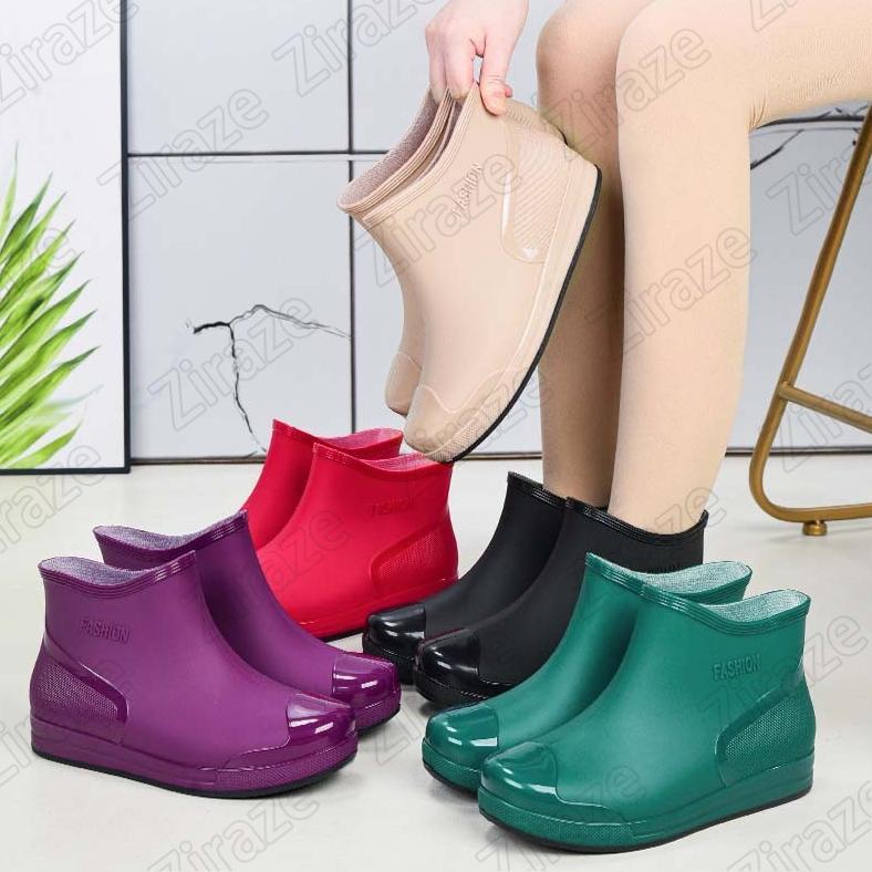 CUCI GUDANG Sepatu Boot Fashion Anti Air Anti Slip / Sepatu Boots Jelly Pendek Wanita