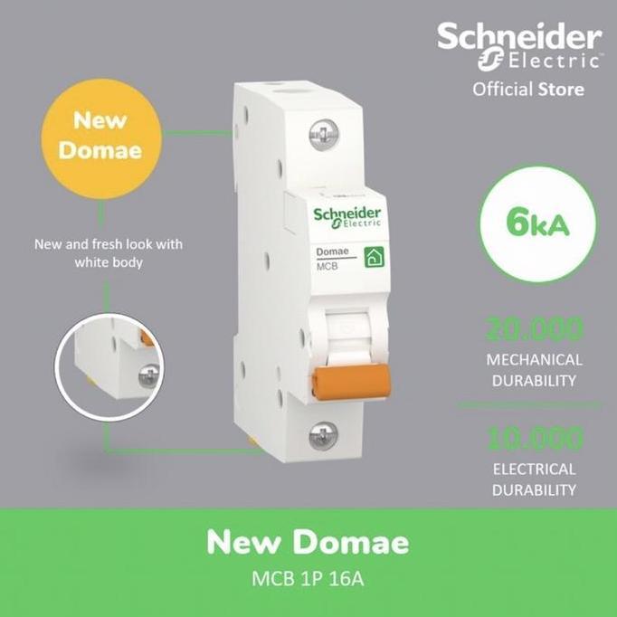 MCB 16A Schneider Hijau Domae / MCB Sneider 16 ampere 1 Phase 100% ORI
