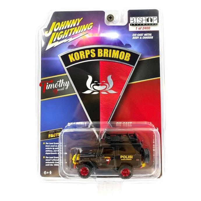 Diecast Johnny Lightning Bishop Jeep Toyota Land Cruiser Polisi Korps Brimob Plastik Toy