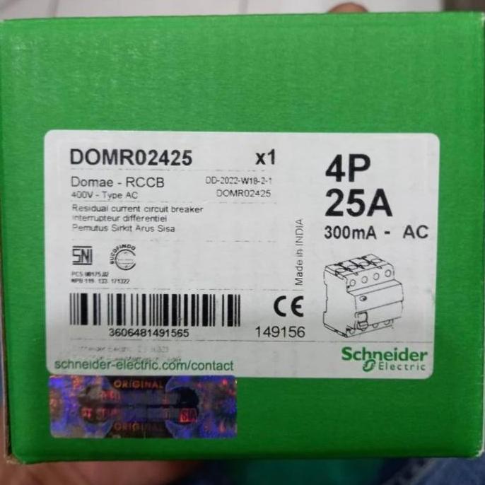 Pylo- Elcb Schneider Domae 25A 3Phase 300Ma/30Ma 25A 4Phase Elcb 4 Phase 25A
