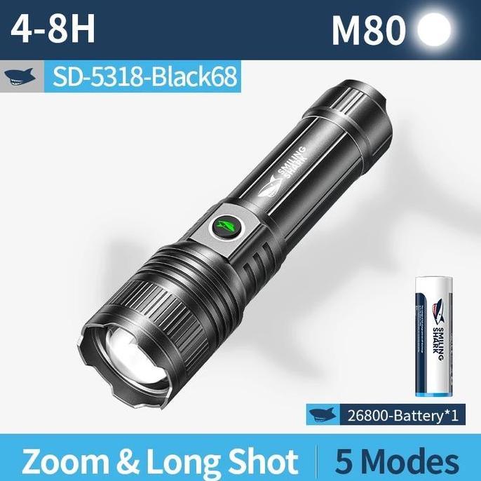 Senter SmilingShark SD5318 Smiling Shark SD 5318 M80 Waterproof Zoom