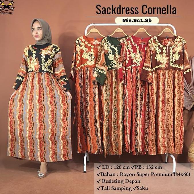 Arsy- Rumina Batik - Sd Cornella (Mis.Sc1.Sb) Abaya Ld 120 Pekalongan Bahan Rayon