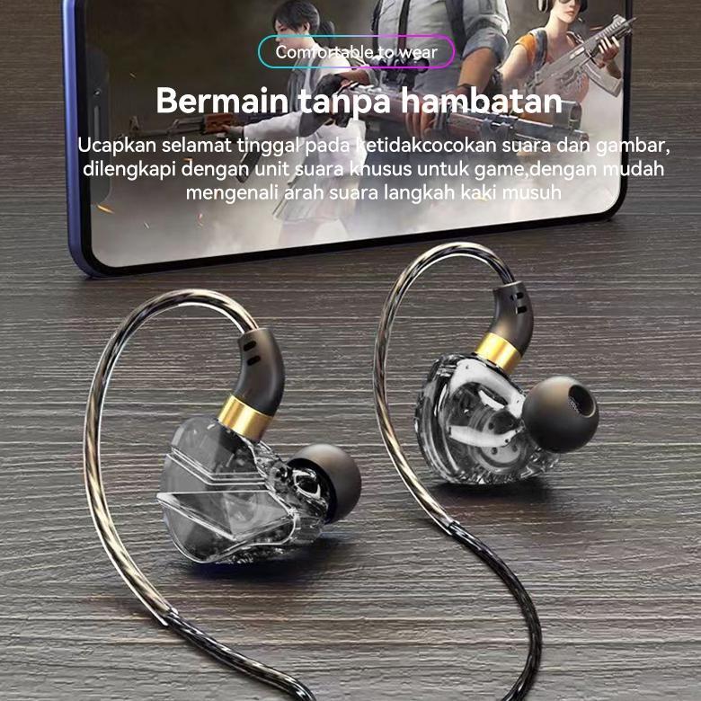 Promo (Hot)Basike Headset Gaming Kabel Usb Music Bass Earphone In Ear Mic Noise Reduction Hd Hifi So