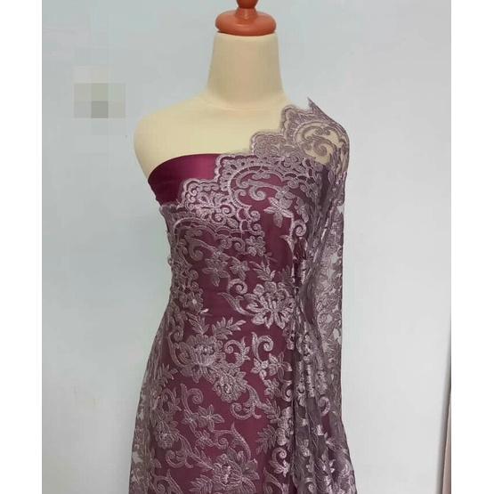 Paket Lengkap Kain Bridesmaid / Kain Satin Velvet Premium Burgundy + Brukat Rich Lilac