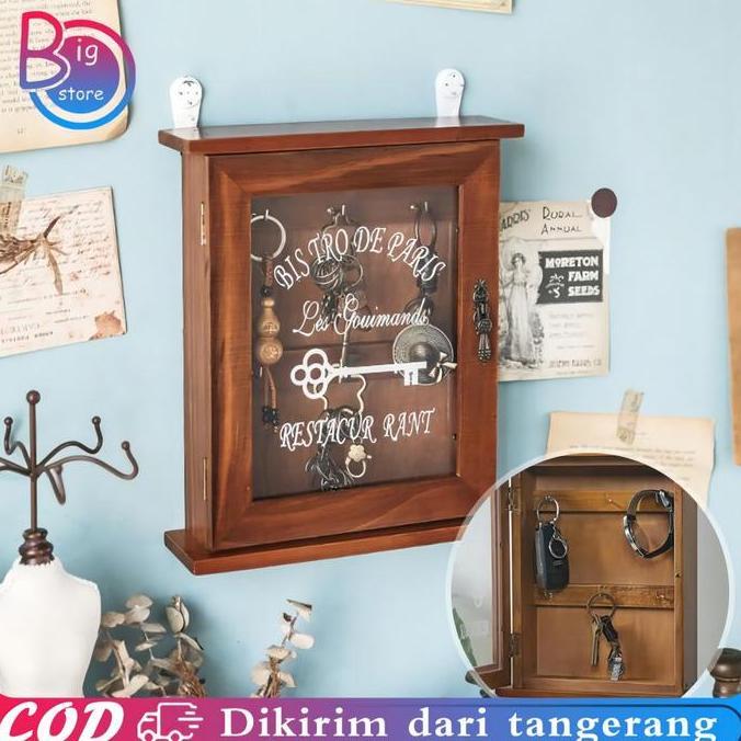 PARANE Box Penyimpanan Kunci Box Kayu Tempat Penyimpanan Kunci Key Box Dinding Box Tempat Kunci Dind