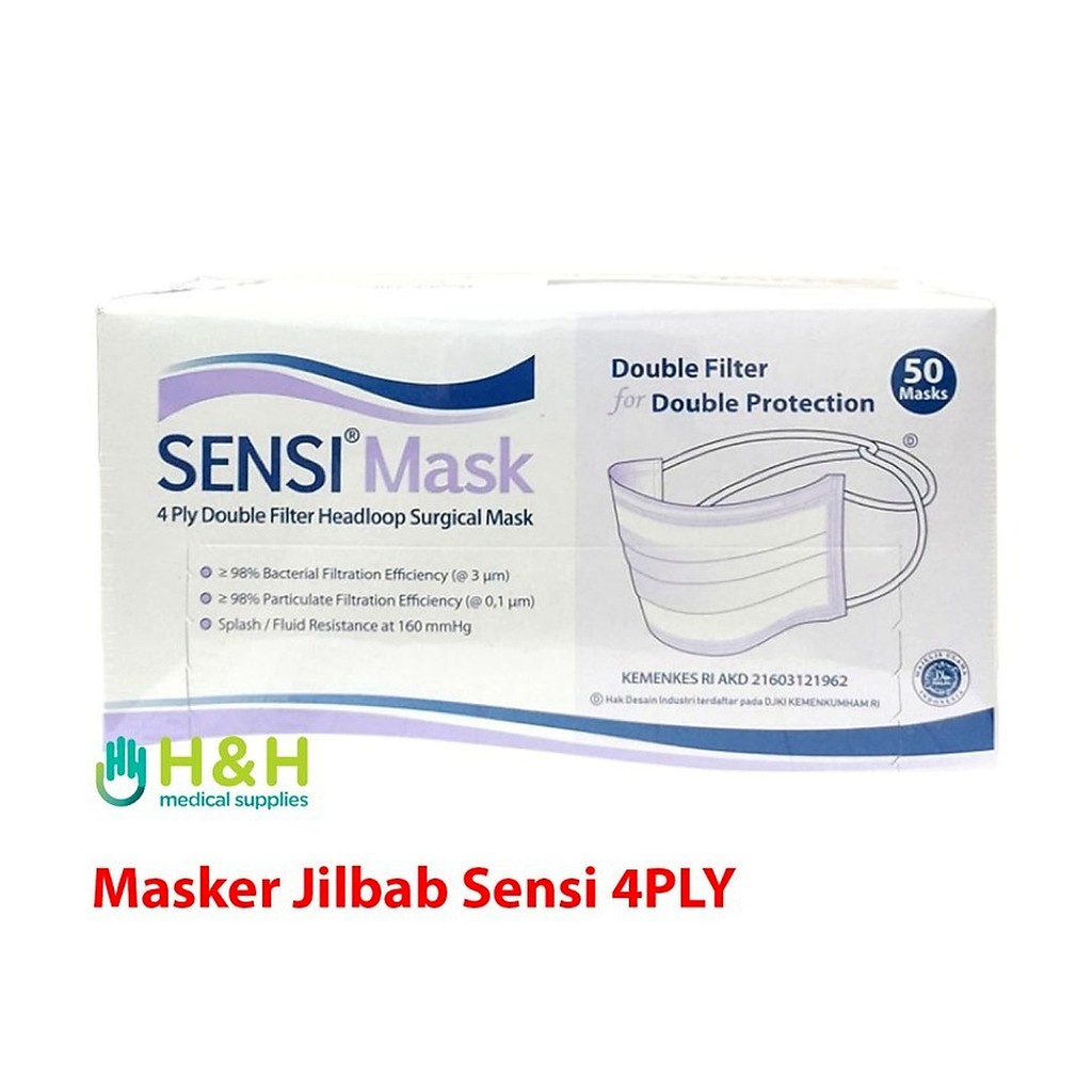 Masker Jilbab Sensi / Masker Hijab Sensi / Headloop Sensi / Masker Kesehatan Hijab Sensi