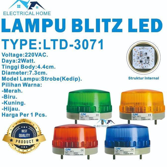 Lampu Blitz Led Strobe Light Flash Lamp Kedap-Kedip Bulat 220Vac