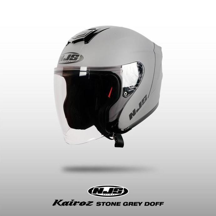 Comet- Njs Kairoz Stone Grey Gloss/Doff - Helm Half Face | Kairoz | Kairoz V1 | Kairoz Polos | Kairo