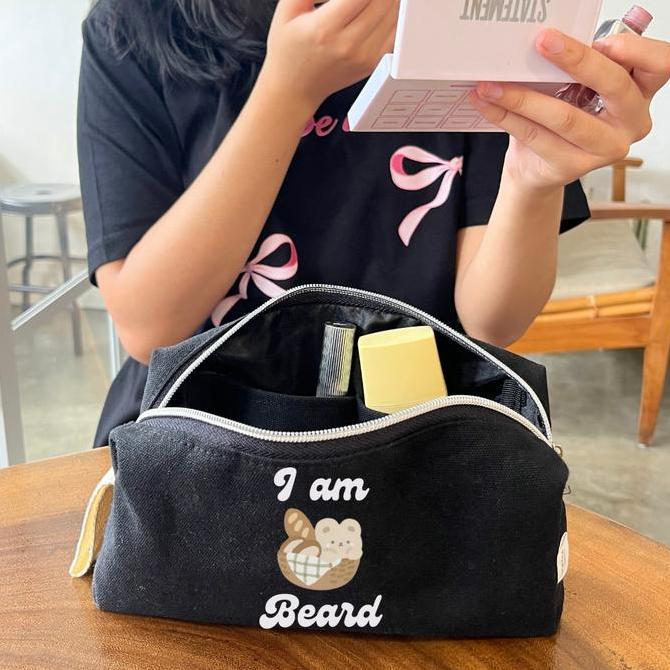Canvas.clo Pouch Hitam Makeup Bag Makeup Pouch Resleting