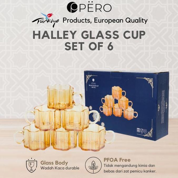 [BEST DEAL] PERO HALLEY GLASS CUP SET OF 6 MURAH