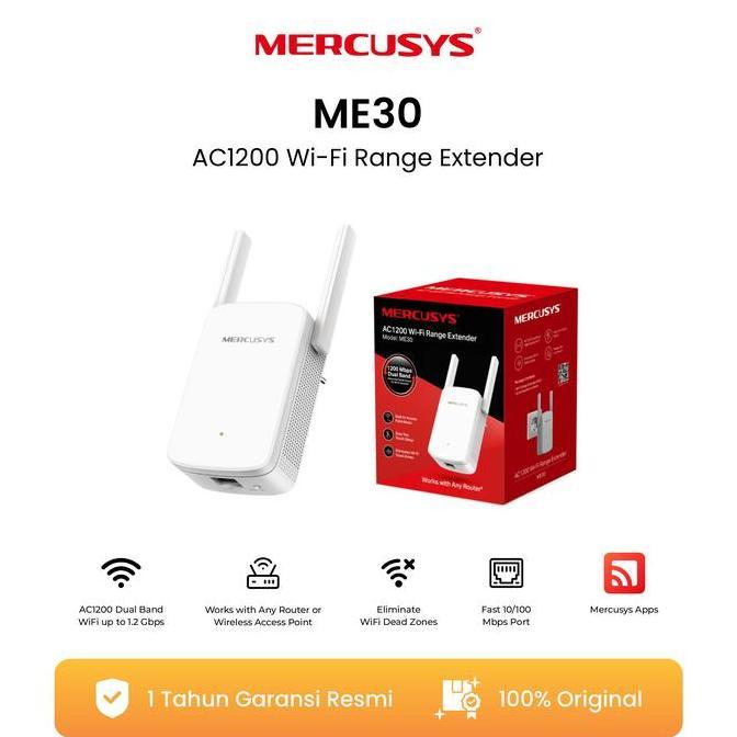 MERCUSYS ME30 AC1200 DUAL BAND WIRELESS RANGE EXTENDER MURAH