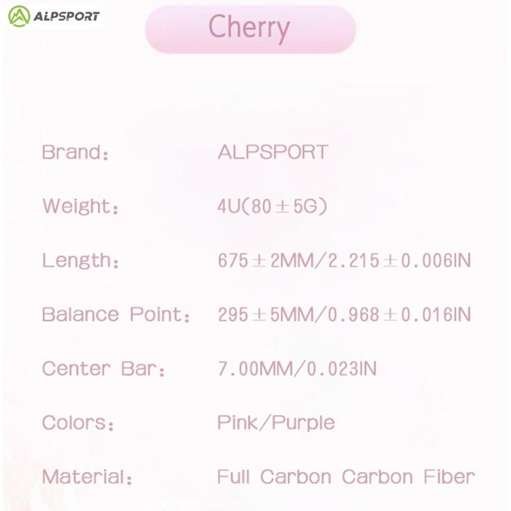 BEST SELLER ALPSPORT New Cherry Badminton Racket 100% Serat Karbon Penuh Desain Asli Model Dewi Desa