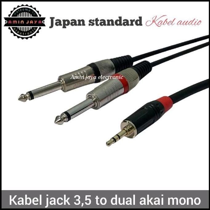 Promo Jack Audio 3,5 Stereo To Dual Jack Akai 6,5 Kabel Hp Ke Mixer Cod
