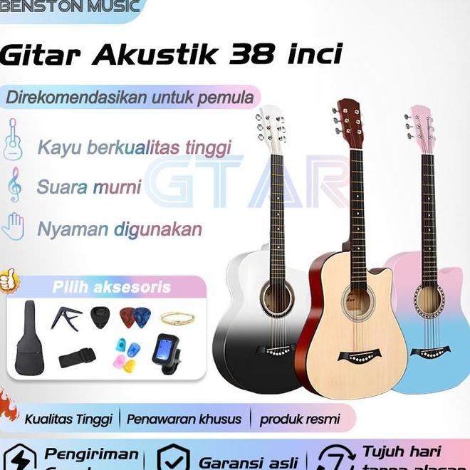 Benston Music Gitar 38 Inci Spesial Pemula Gitar Akustik Folk Terlaris