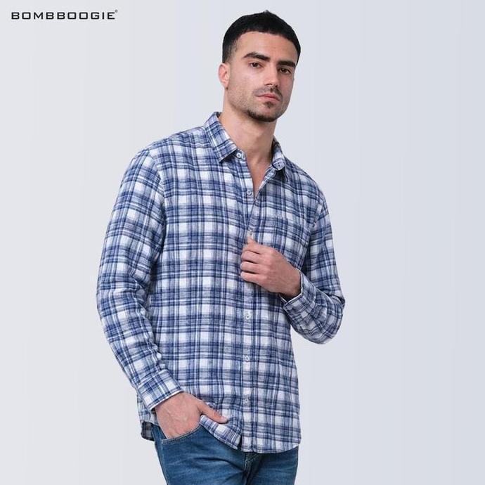 Bomboogie Kemeja Regular Pria Musky 24984B5WL Lengan Panjang