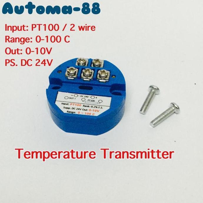 TEMPERATURE TRANSMITTER PT100 0-100C OUTPUT 0-10V DC 24V