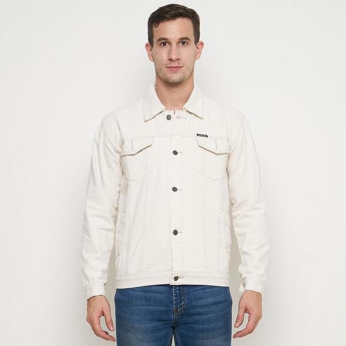 EMOLINE Denim Jacket - Jaket Jeans Pria Cream