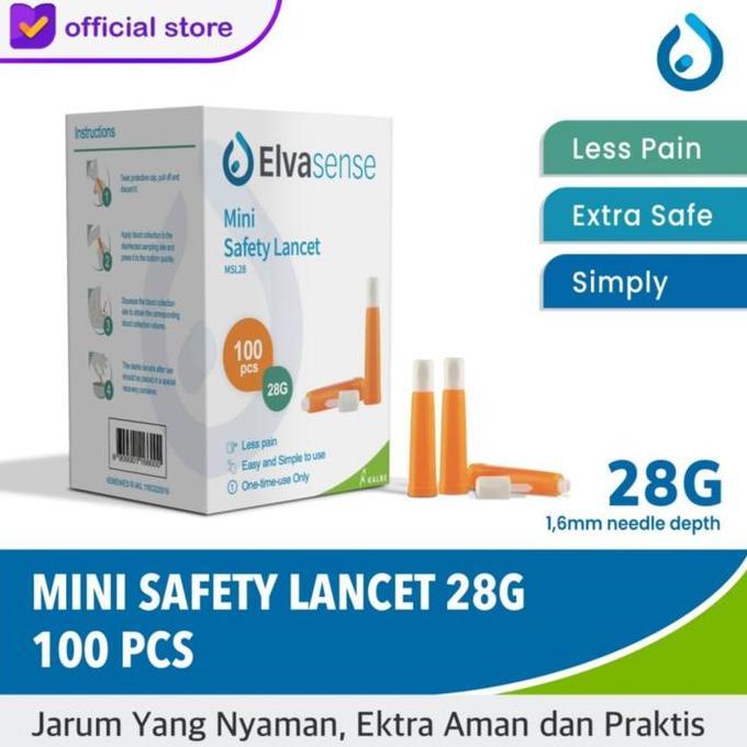 Elvasense Mini Safety Lancet 28G - Blood Lancet Elvasense Jarum Lancet