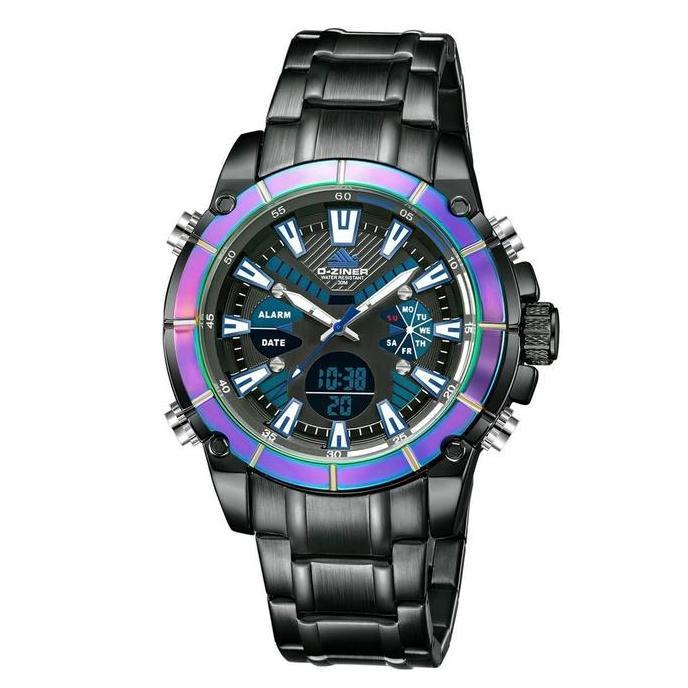 Orologio- Dziner Jam Tangan Pria Double Time 8258 Tali Rantai Stainless Steel Ter Resistant 30M Tche