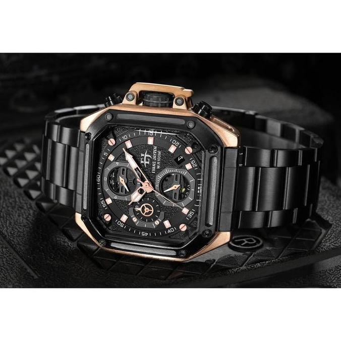 Orologio- Evans Jayden Jam Tangan Pria Ej 9558 Rantai Stainless Steel Chronograph Kaca Sapphire Ter 