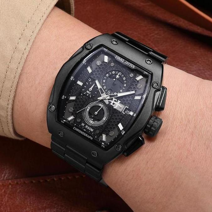 Orologio- Evans Jayden Jam Tangan Pria 9556 Rantai Stainless Steel Kaca Sapphire Chronograph Ter Res