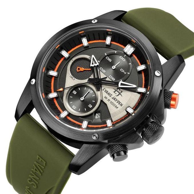 Orologio- Jam Tangan Evans Jayden Jam Tangan Pria 9589 Rubber Kaca Sapphire Chronograph Ter Resistan