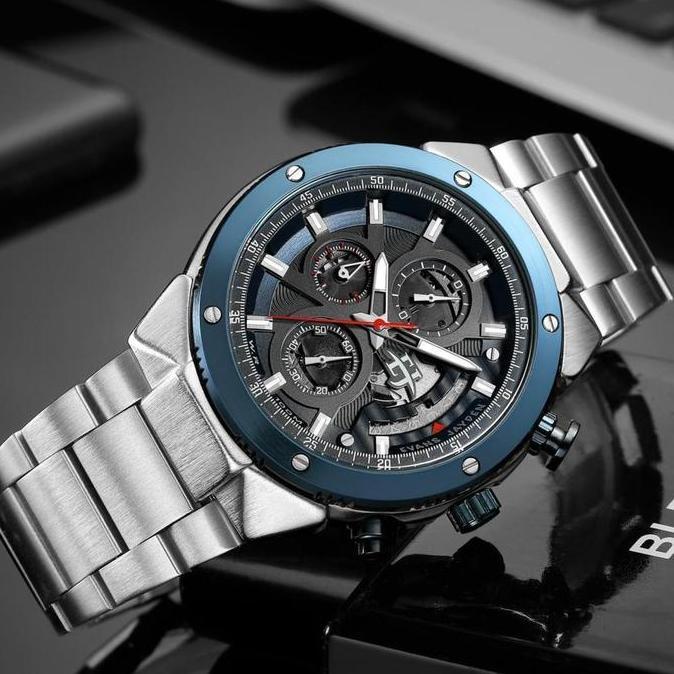 Orologio- Evans Jayden Jam Tangan Pria Ej 9562 Rantai Stainless Steel Chronograph Kaca Sapphire Ter 