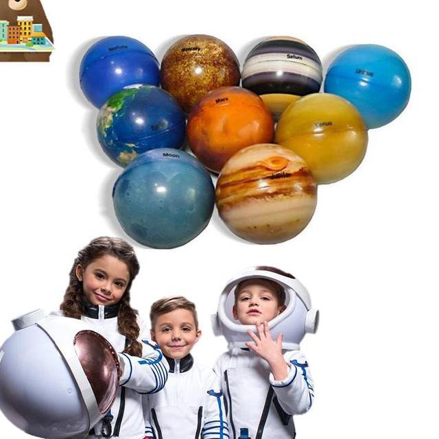 910Pcs Mainan Edukasi Planet Bola Elastis Bola Bentuk Planet Bola Tata