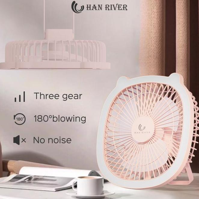 Han River Kipas Angin Portable With Lampu Led Kipas Angin Mini