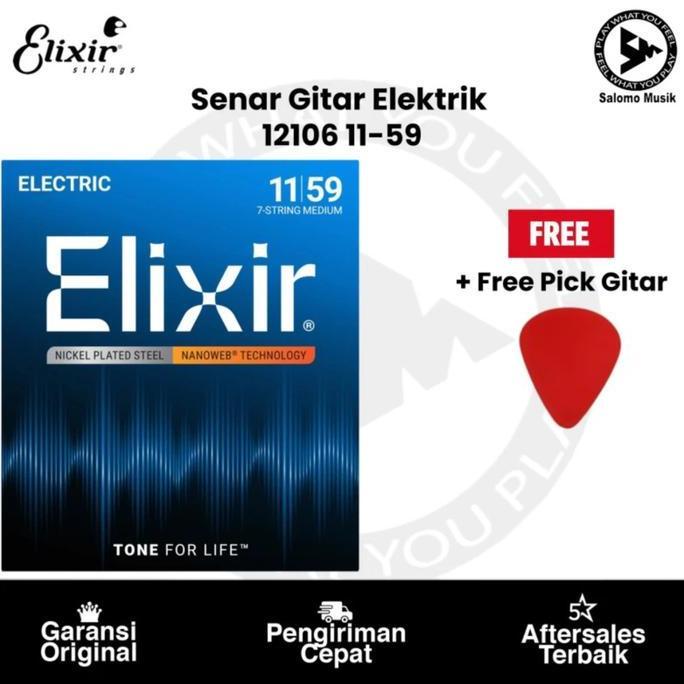 Senar Gitar Elektrik Elixir 12106 Nanoweb 7String 1159 Original