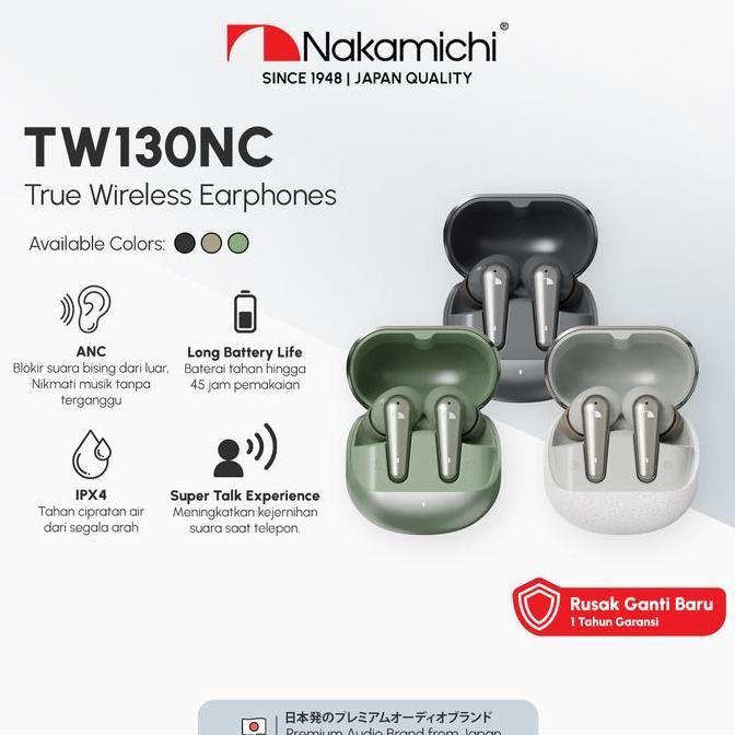 NAKAMICHI TW130NC ANC TRUE WIRELESS EARPHONE BLUETOOTH EARPHONE MURAH