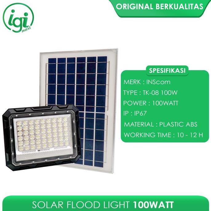 LAMPU SOROT LED 100 WATT PANEL SURYA CELL SOLAR FLOOD LIGHT 100W