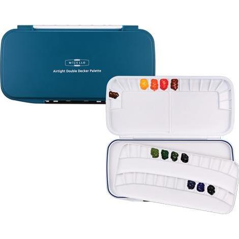 MIJELLO WATERCOLOR PALETTE AIRTIGHT DOUBLE DECKER 40WELLS MURAH