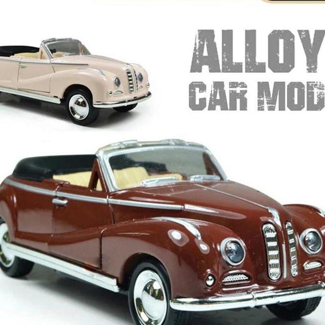Diecast Mobil Klasik Vintage Convertible Miniatur Skala 1:32 / Miniatur Mobil Klasik Mobilan Pajanga