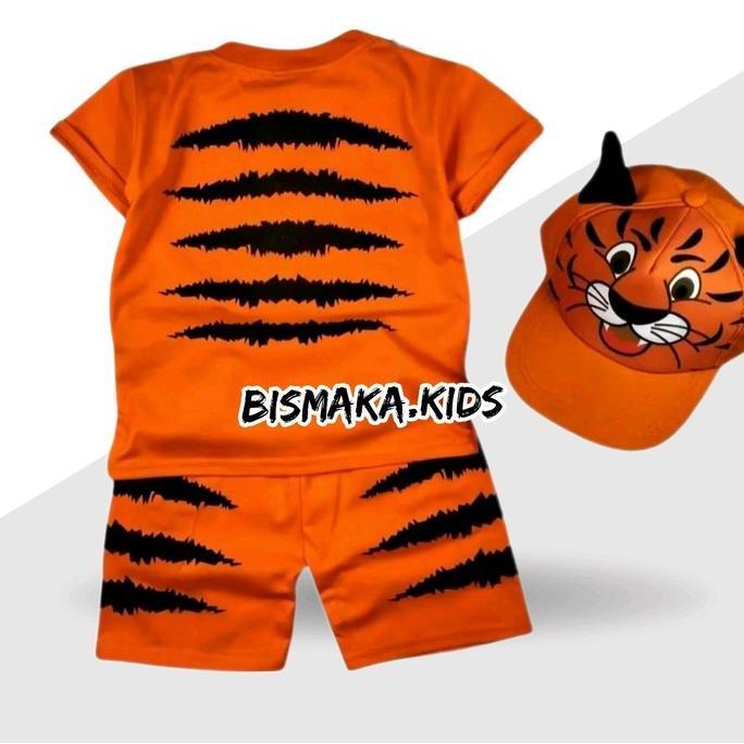 Setelan anak laki-laki usia 1-10 tahun motif TIGER harimau free topi/One set anak laki-laki motif ma