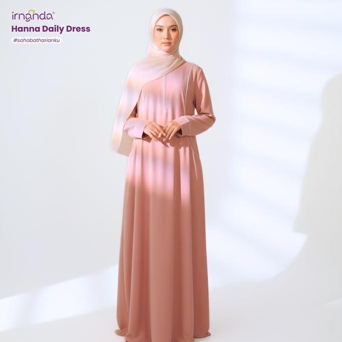Irnanda Hanna Dress Gamis Polos Wanita Simple Kantong Wudhu Busui Friendly
