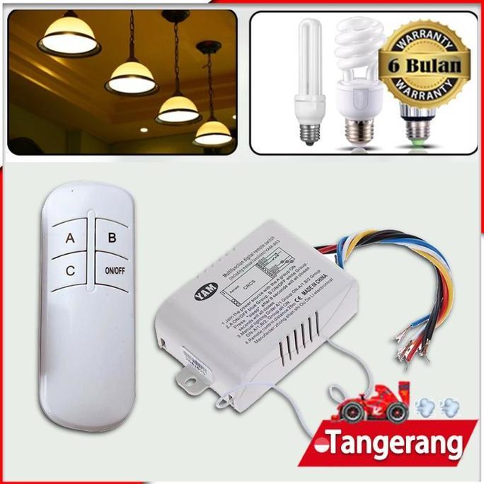 SAMRUAY Saklar Remote 3 Channel 220v / Saklar Lampu Wireless Dengan Remote Control