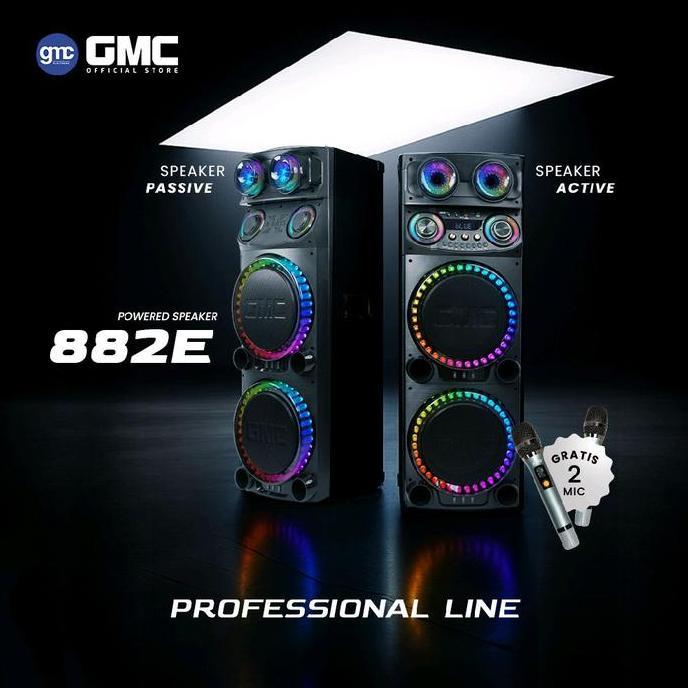 GMC Speaker 882E Professional Line Bluetooth Karaoke Speaker 4x12 420W, 2 UHF Wireless Mic, Super Ef