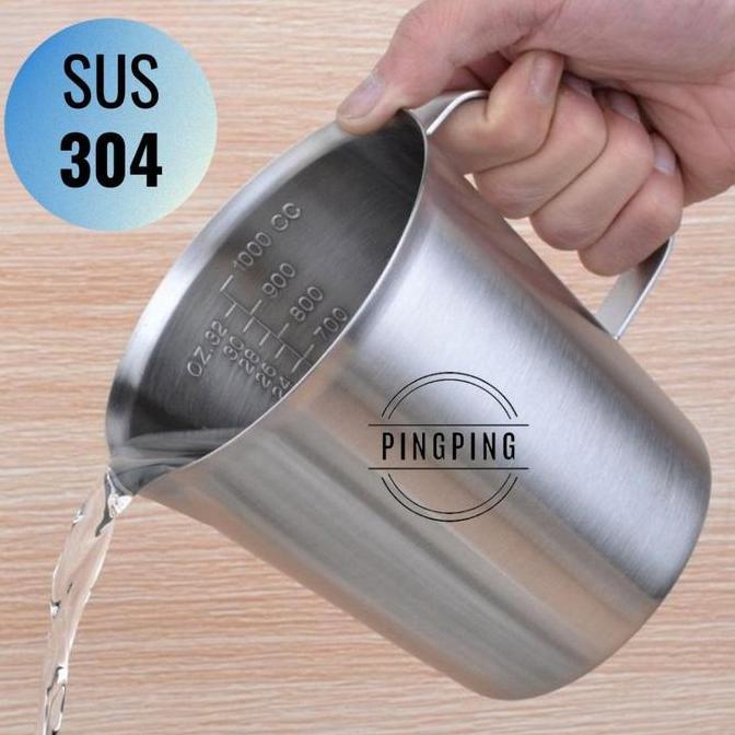 Gelas Ukur Takar 1000Ml/2000 Ml Stainless Steel/Gelas Ukur Takar
