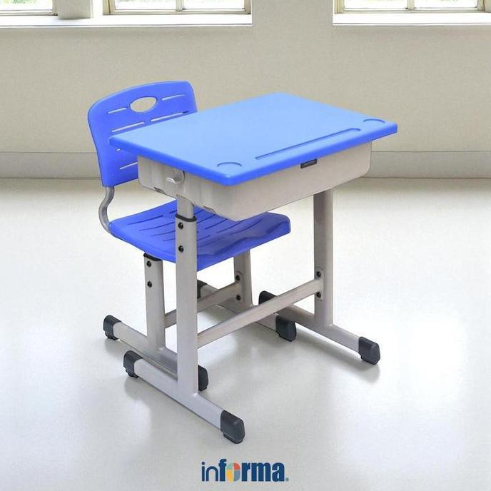 (Best) Informa Yumi Set Kursi & Meja Sekolah - Biru Perabot Tempat Belajar Meja Kursi Anak Perlengka