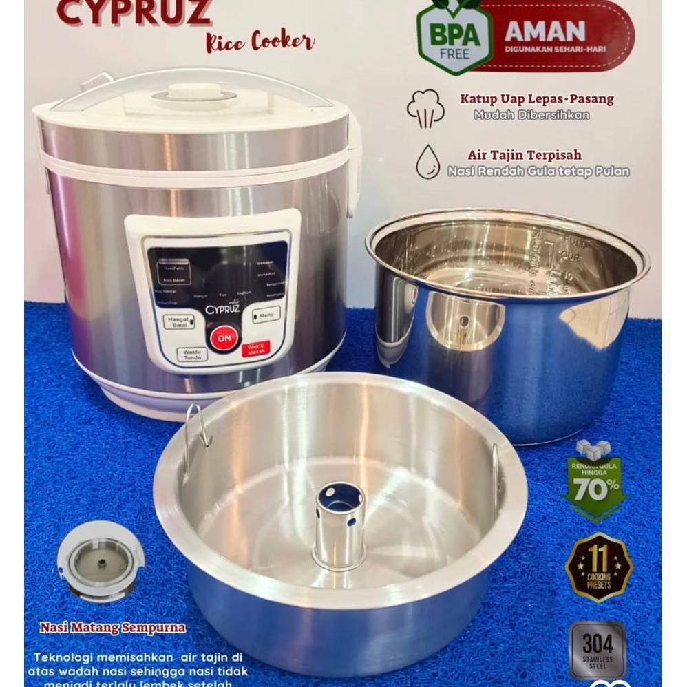 Cypruz Rice Cooker Low Carbo Less Sugar Stainless - Rice Cooker Rendah Gula RC-0508