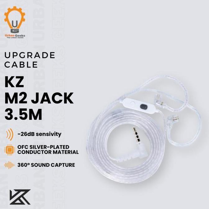 KZ M2 Upgrade Cable 3.5mm Dual Mic Silver-Plated OFC 2-Pin 0.75mm QDC Earphone