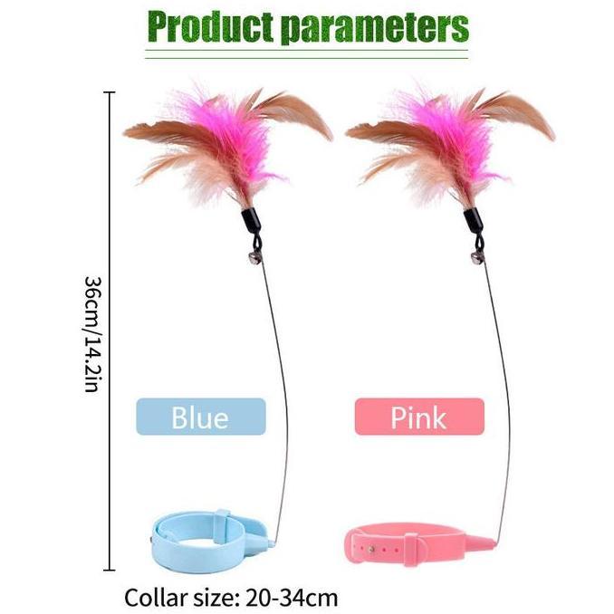 COCHONS Mainan Kucing Tongkat Bulu Di Leher Kalung Tongkat Kucing Cat Teaser Stick Pet Toys