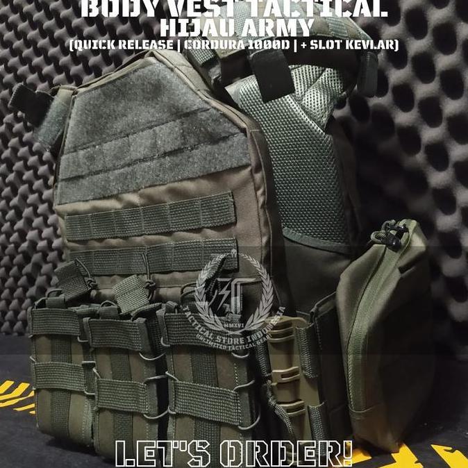 [CATORE] BODYVEST TACTICAL HIJAU HITAM SINGLE QUICK RELEASE - ROMPI TACTICAL HIJAU HITAM MILSPEC