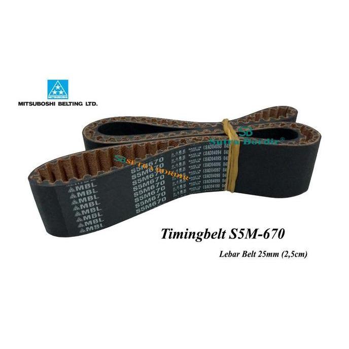 TIMINGBELT S5M 670 LEBAR 25MM MBL JEPANG S5M-670 VBELT S5M 670 MBL BARU