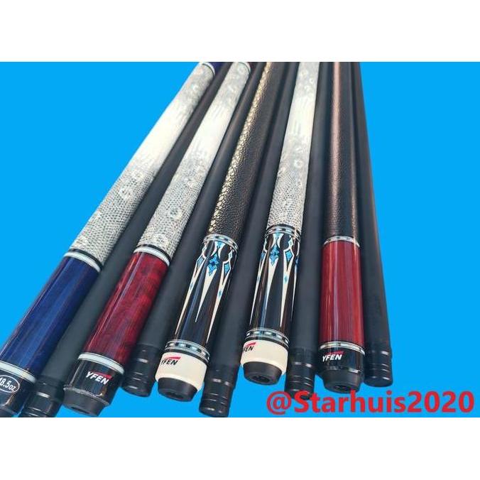 Carbon Fiber Shaft Cue Stik Play Premium LEATHER Grip YFEN 12.5mm termasuk Joint Protector & Extensi