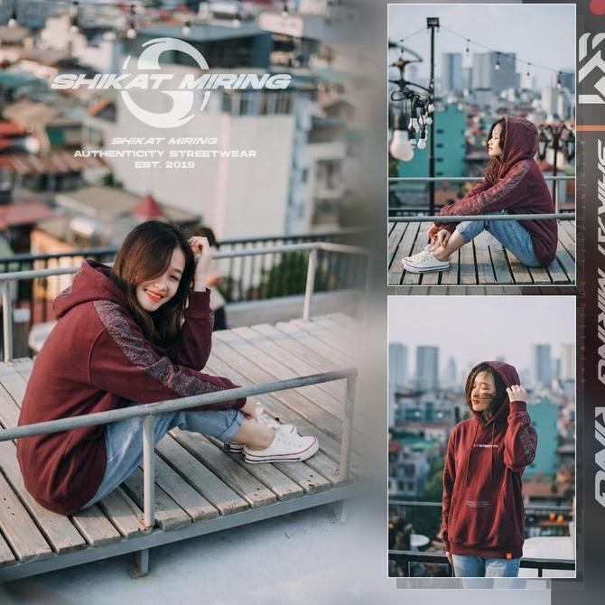 SKM Hoodie Authentic Stripe Batik (MAROON) - premium uni
